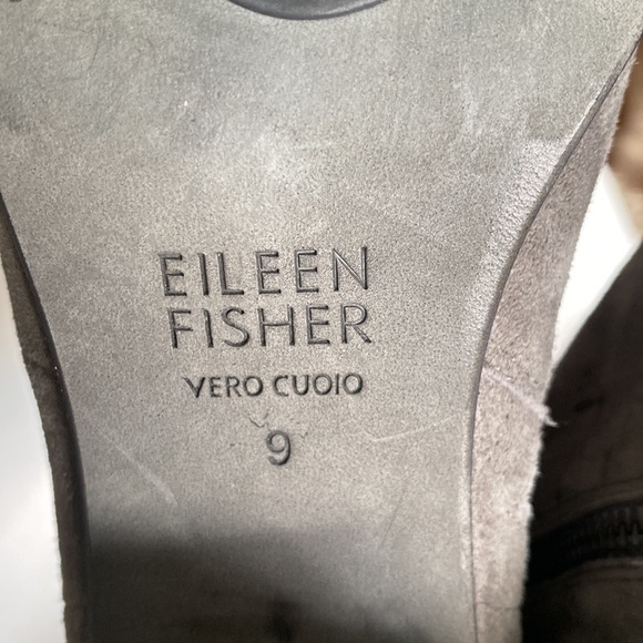 Eileen Fisher Women's Gray Suede Chunky Heeled Booties Rubber Sole size 9 - Picture 6 of 10